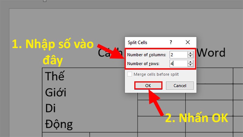 1 hộp thoại hiện lên > Điền các thông tin vào trong 2 mục > Nhấn OK